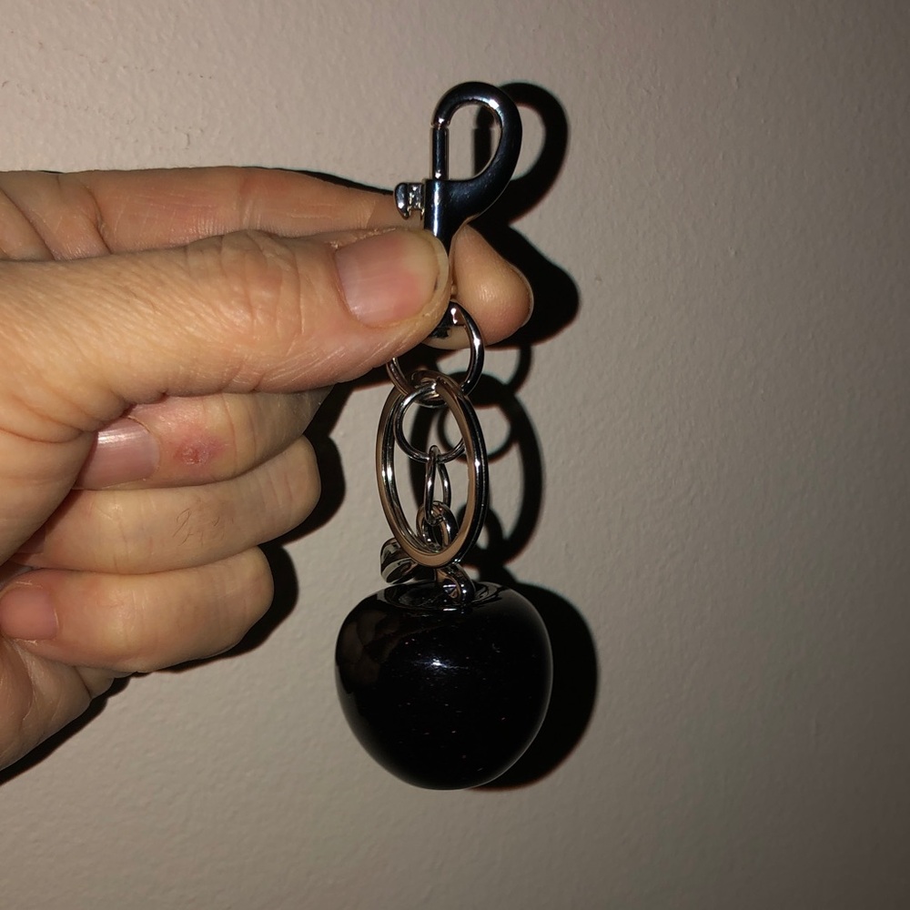 Silver black cherry Keychain bag /purse/backpack / charm